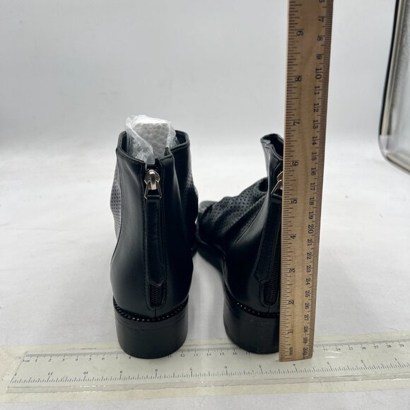 FSJ Black Peep Open Toe Slouchy Low Block Heel Ankle Booties Sandal Ruched Pump - Picture 5 of 8